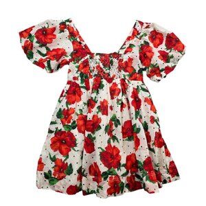 Anthropologie Maeve Square-Neck Smocked Babydoll Dress Puff Sleeve Feminine sz S